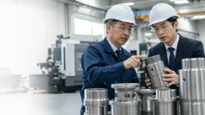 小島製作所のM&A事例と技術承継を表す経営者と製造現場のイメージ